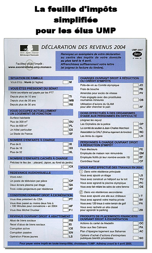 Feuille d'impt simplifie pour les lus UMP